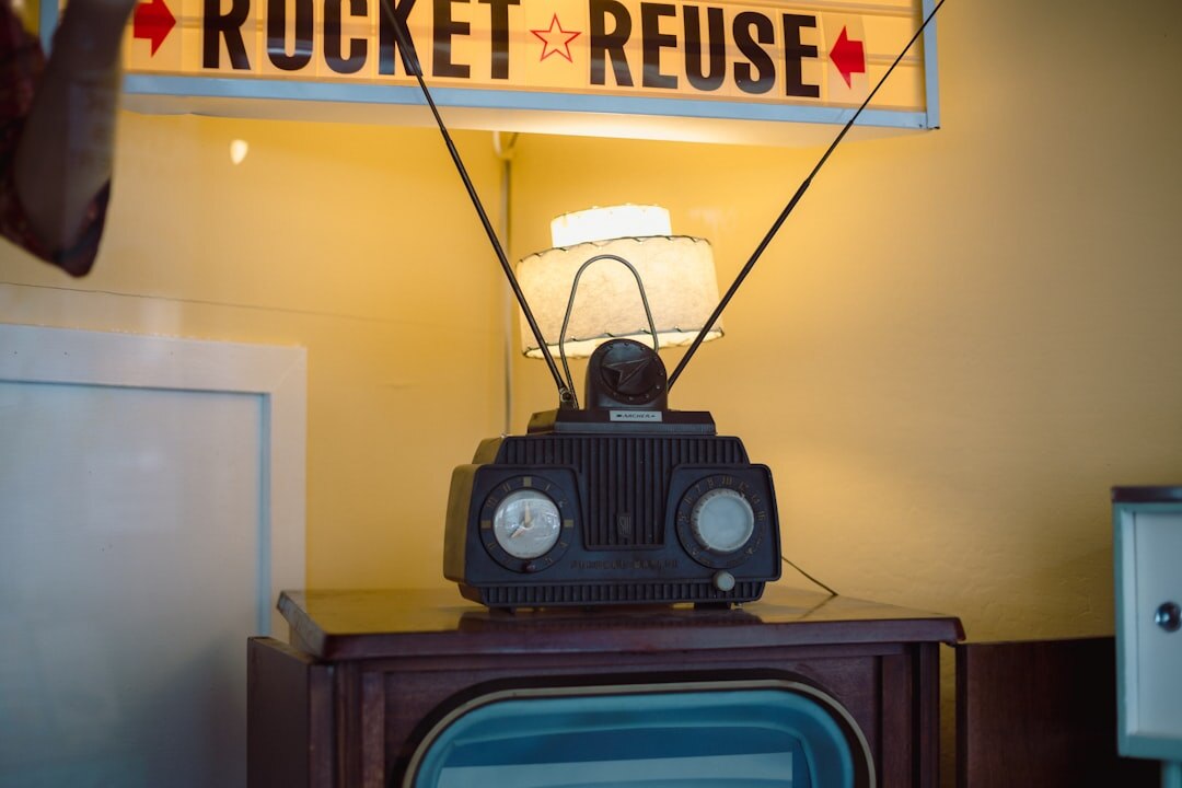 Retro television studio with vintage cameras and warm lighting
