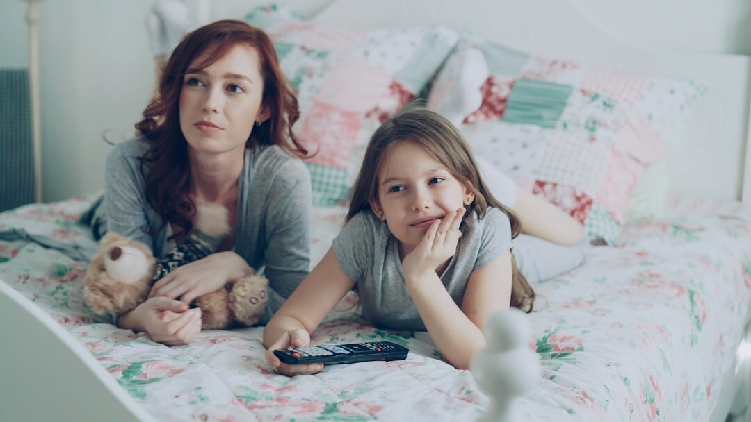 family watching television