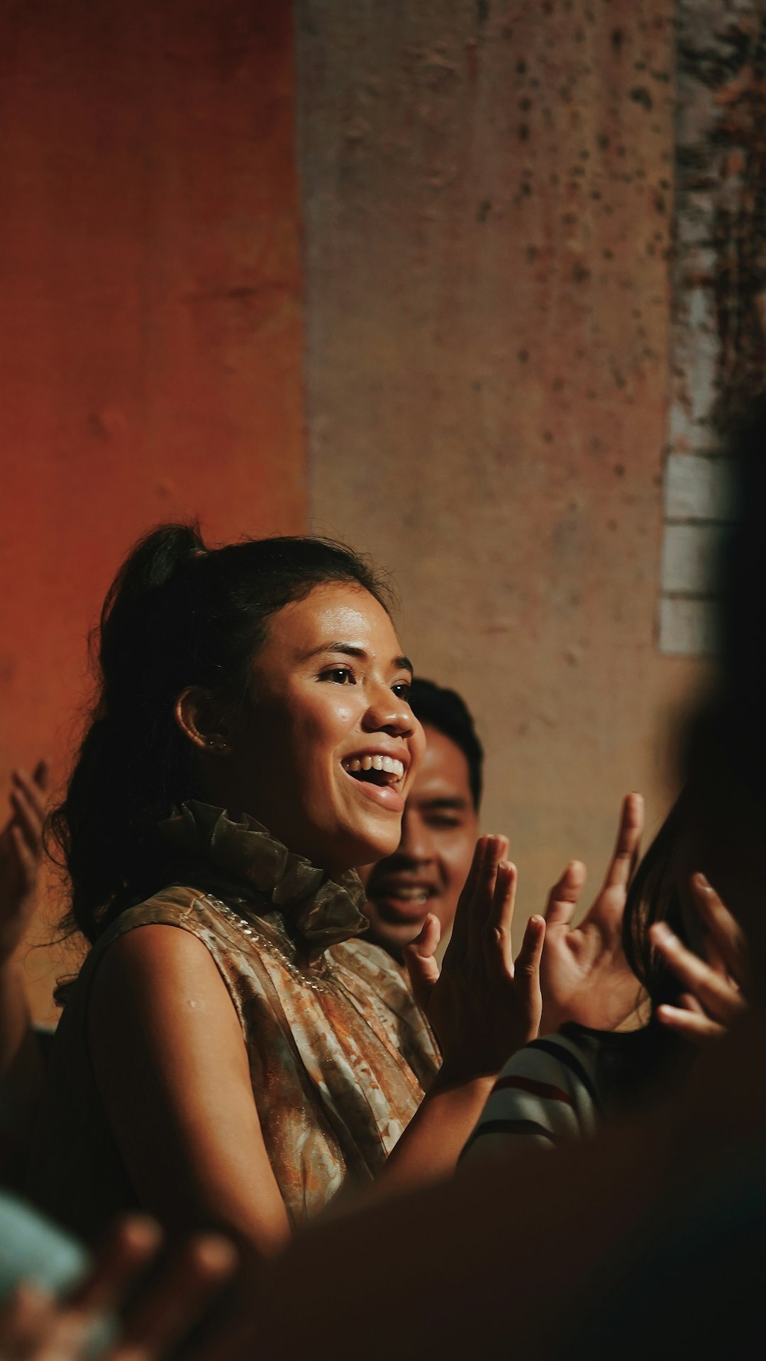 group of actors laughing